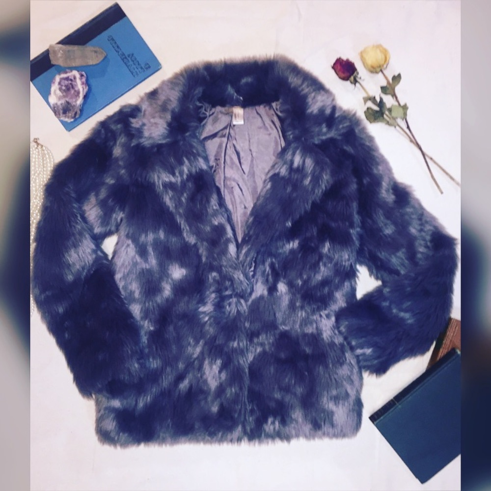 Grey faux fur coat